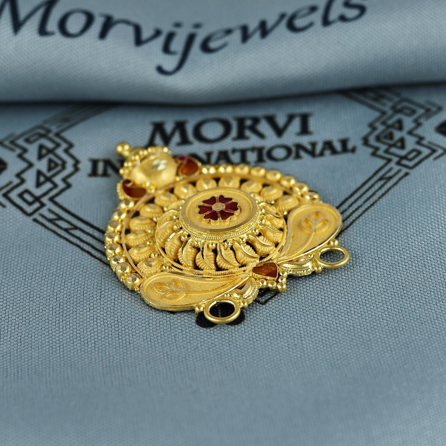 Pure 22k Yellow Gold Pendant Necklace Handmade Indian Mangalsutra Handmade Vintage Antique Design Jewelry, K7002