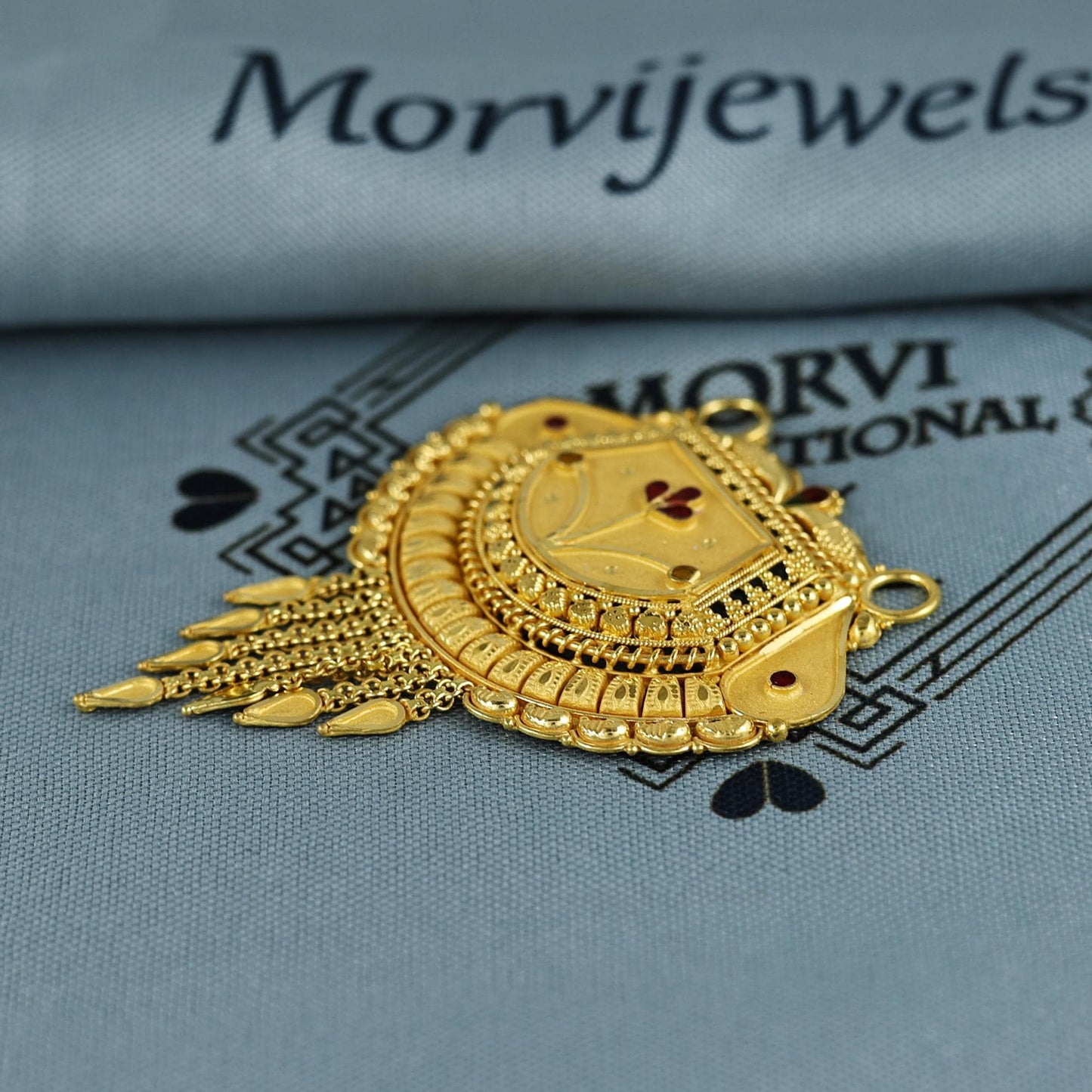 Pure 22k Yellow Gold Pendant Necklace Handmade Indian Mangalsutra Handmade Vintage Antique Design Jewelry, K7003