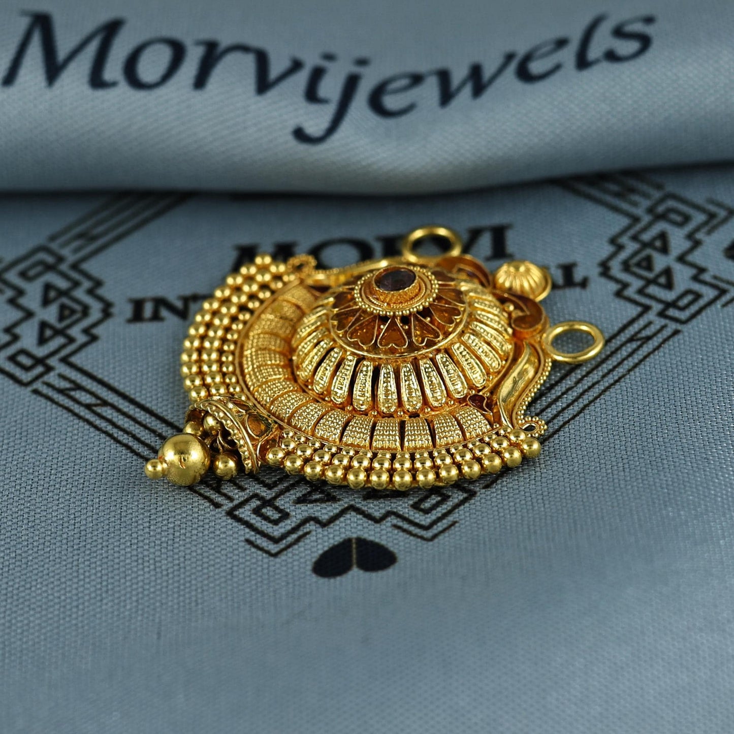 Pure 22k Yellow Gold Pendant Necklace Handmade Indian Mangalsutra Handmade Vintage Antique Design Jewelry, K7007