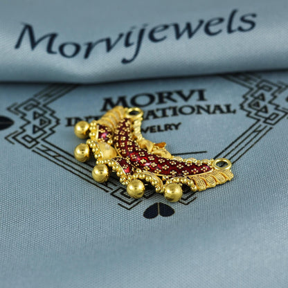 Pure 22k Yellow Gold Pendant Necklace Handmade Indian Mangalsutra Handmade Vintage Antique Design Jewelry, K7008