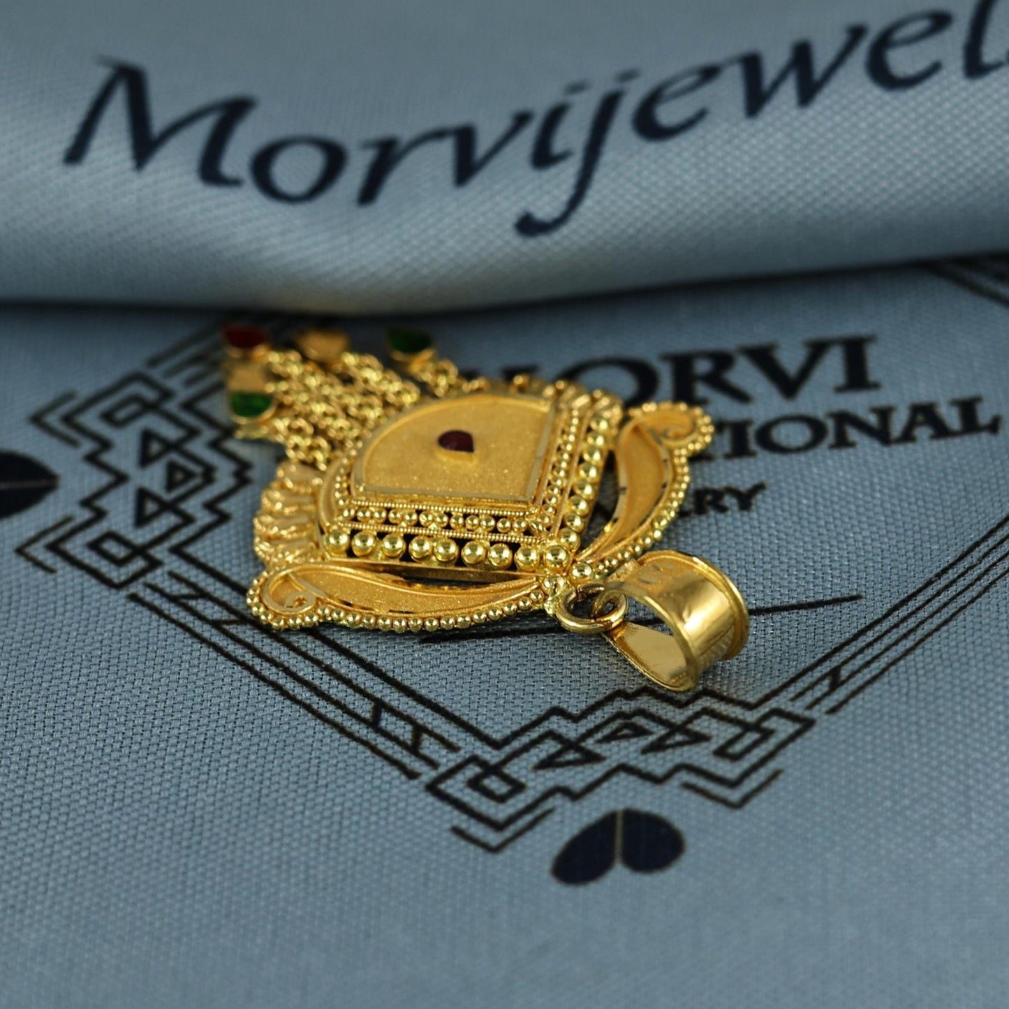 Pure 22k Yellow Gold Pendant Necklace Handmade Indian Mangalsutra Handmade Vintage Antique Design Jewelry, K7009