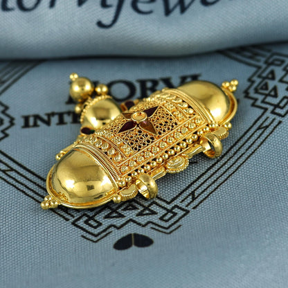Pure 22k Yellow Gold Pendant Necklace Handmade Indian Mangalsutra Handmade Vintage Antique Design Jewelry, K7012