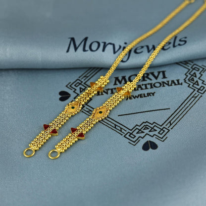 Handmade 22k Gold Ear Chain, Kaan chain,Kanoti, Indian Jewelry, 5 Inch Long, Elegant Design with Adjustable Fit, K7020