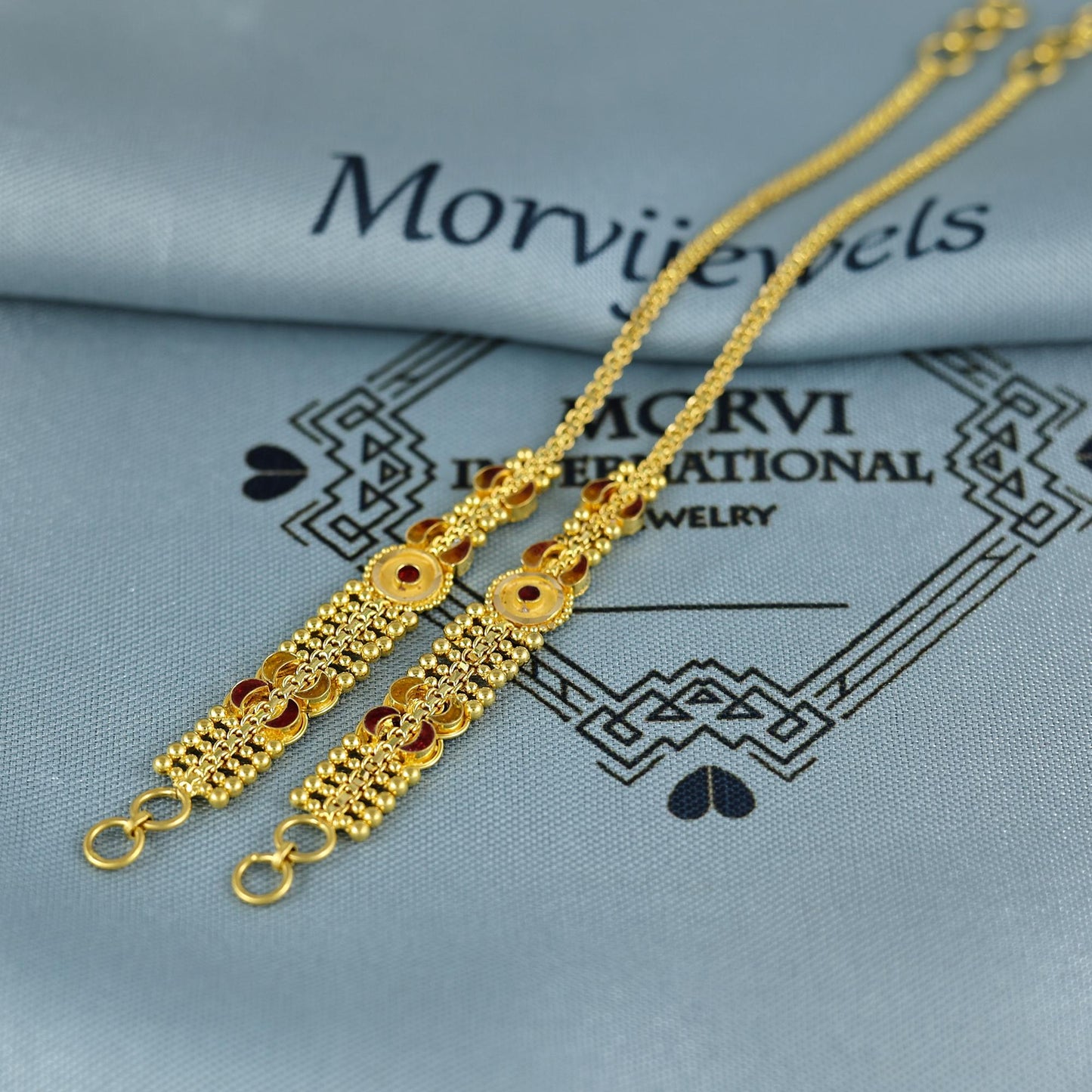 Handmade 22k Gold Ear Chain, Kaan chain,Kanoti, Indian Jewelry, 5 Inch Long, Elegant Design with Adjustable Fit, K7021