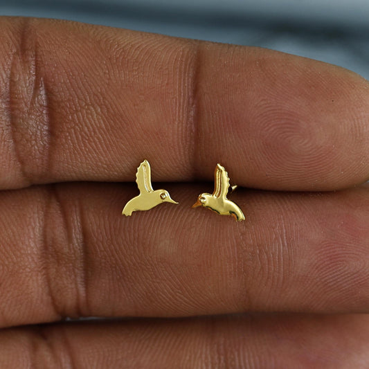 18k Gold Studs earrings, screw back small earrings, Genuine Gold Earrings Indian Handmade Jewelry for Women, K7024