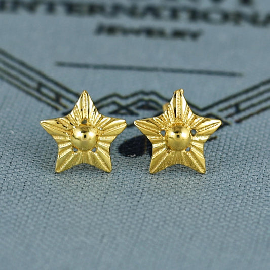 18k Gold Studs earrings, screw back small star earrings, Genuine Gold Earrings Indian Handmade Jewelry for Women, K7026