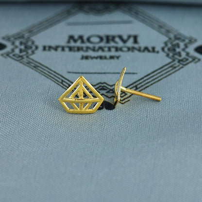 18k Gold Studs earrings, screw back small earrings, Genuine Gold Earrings Indian Handmade Jewelry for Women, K7029