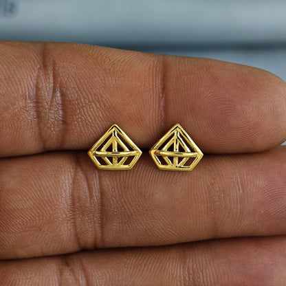 18k Gold Studs earrings, screw back small earrings, Genuine Gold Earrings Indian Handmade Jewelry for Women, K7029