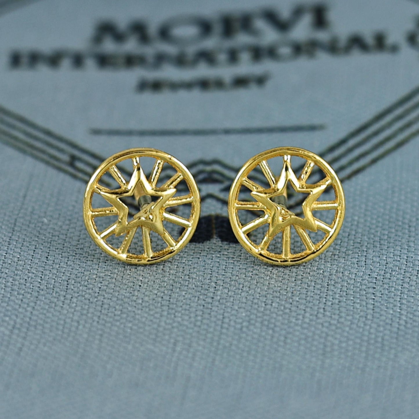 18k Gold Studs earrings, screw back small star earrings, Genuine Gold Earrings Indian Handmade Jewelry for Women, K7033