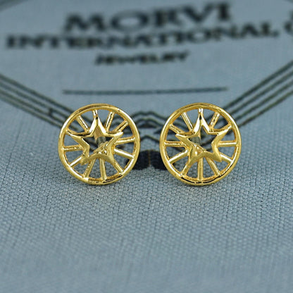 18k Gold Studs earrings, screw back small star earrings, Genuine Gold Earrings Indian Handmade Jewelry for Women, K7033