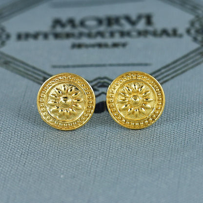 18k Gold Studs earrings, screw back small flower earrings, Genuine Gold Earrings Indian Handmade Jewelry for Women, K7034