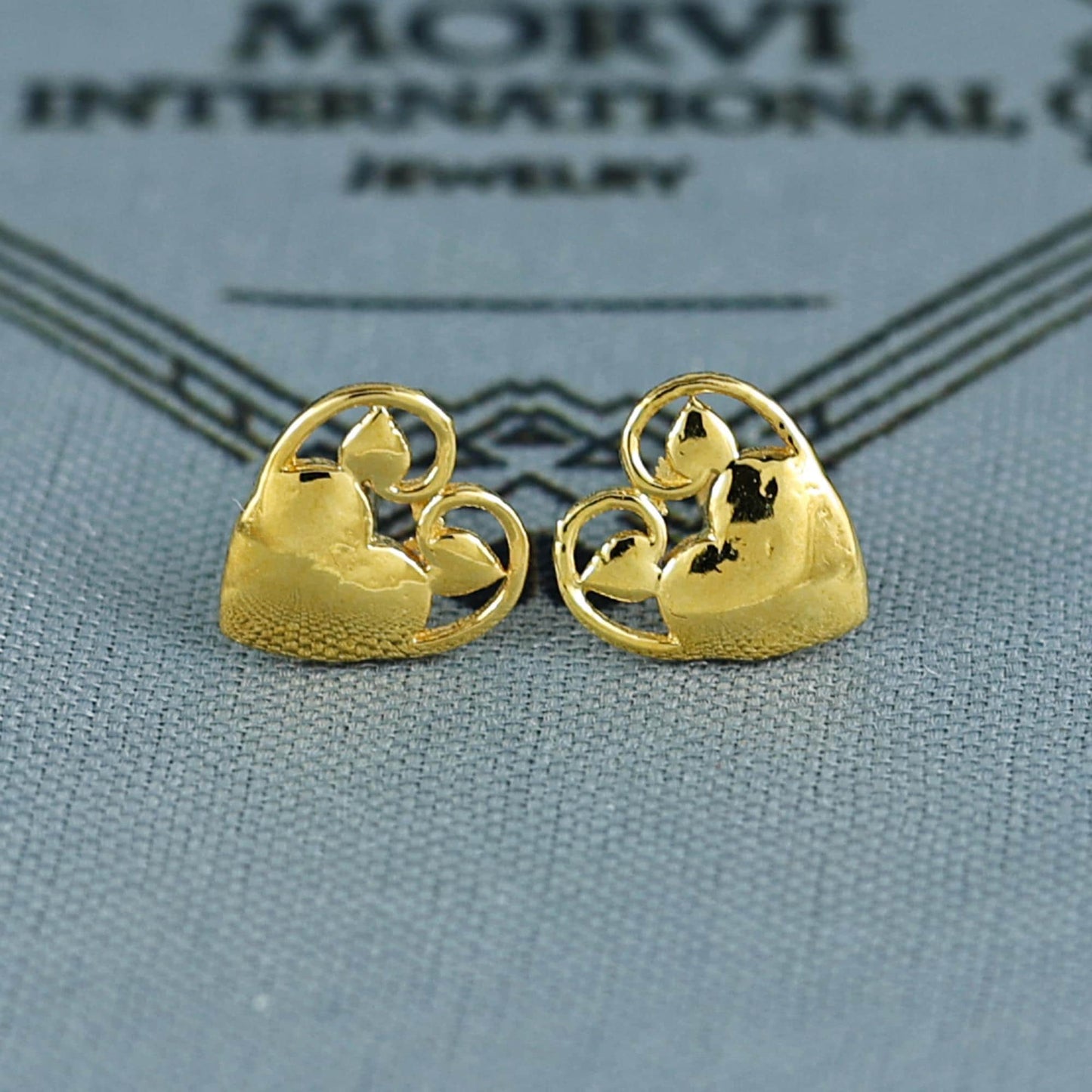 18k Gold Studs earrings, screw back small heart earrings, Genuine Gold Earrings Indian Handmade Jewelry for Women, K7037