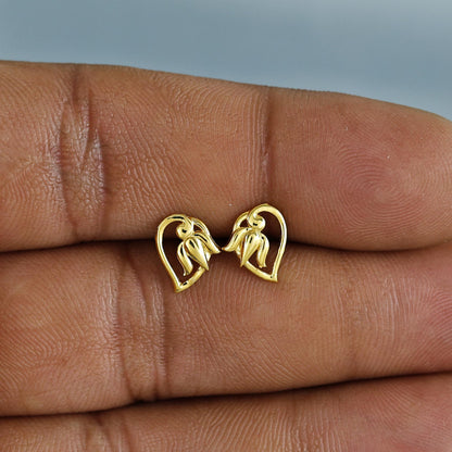 18k Gold Studs earrings, screw back small lotus earrings, Genuine Gold Earrings Indian Handmade Jewelry for Women, K7045
