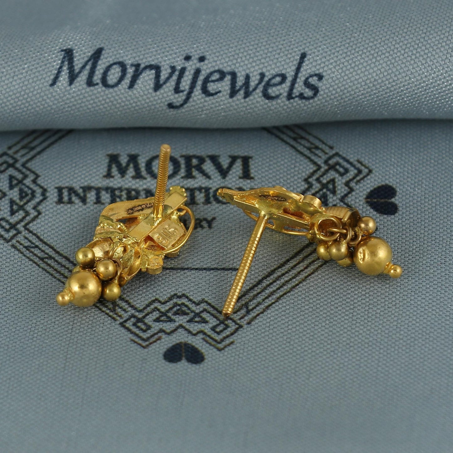22k pure gold earrings indian asian gold earrings for wedding handmade jewelry for women gift, K7051