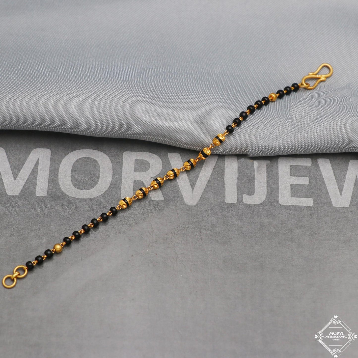 22k Gold Bracelet chain Handmade Black Beads, Beads Mangalsutra Bracelet Jewelry for Gift, ,K5341