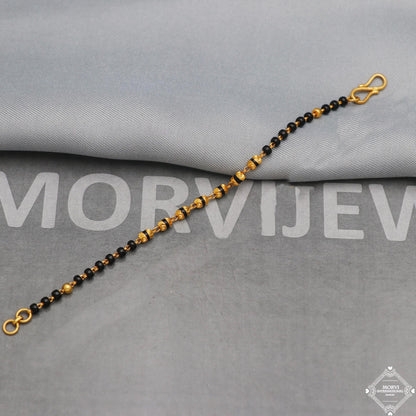 22k Gold Bracelet chain Handmade Black Beads, Beads Mangalsutra Bracelet Jewelry for Gift, ,K5341