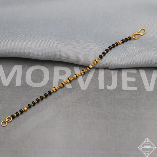 22k Gold Bracelet chain Handmade Black Beads, Beads Mangalsutra Bracelet Jewelry for Gift, ,K5341
