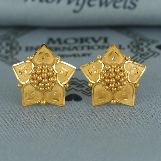 22k pure gold earrings indian asian gold earrings for wedding handmade jewelry for women gift, K7059