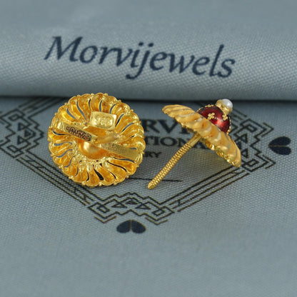 22k pure gold earrings indian asian gold earrings for wedding handmade jewelry for women gift, K7063