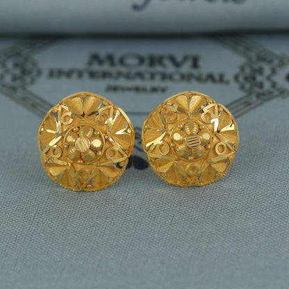22k pure gold earrings indian asian gold earrings for wedding handmade jewelry for women gift, K7066
