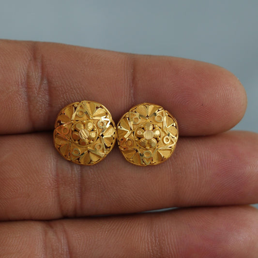 22k pure gold earrings indian asian gold earrings for wedding handmade jewelry for women gift, K7066