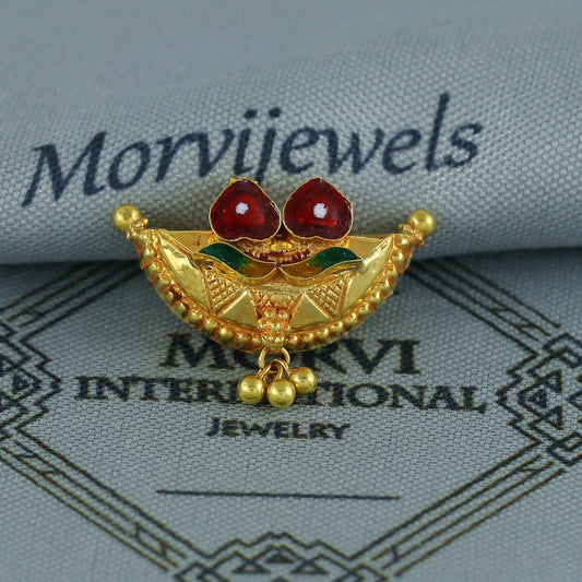22k Gold Pendant Amulet Jewelry, Tabiz Style Traditional Indian Gold Jewelry, vintage antique design, K7073