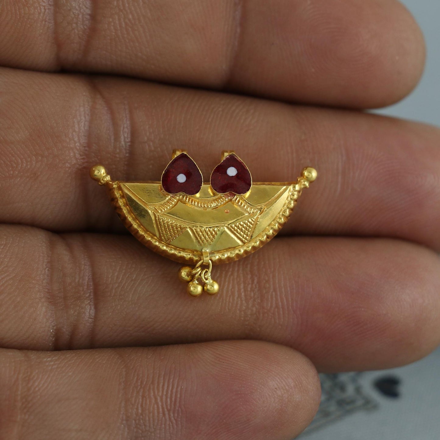 22k Gold Pendant Amulet Jewelry, Tabiz Style Traditional Indian Gold Jewelry, vintage antique design, K7074