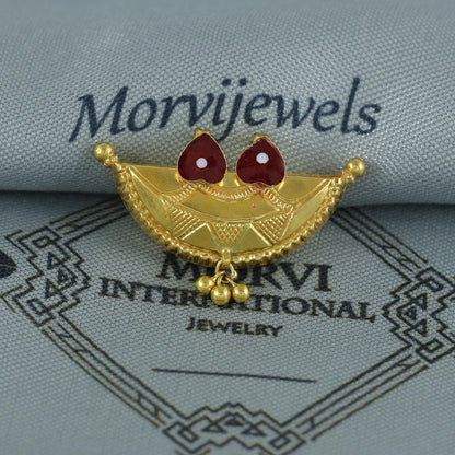 22k Gold Pendant Amulet Jewelry, Tabiz Style Traditional Indian Gold Jewelry, vintage antique design, K7074