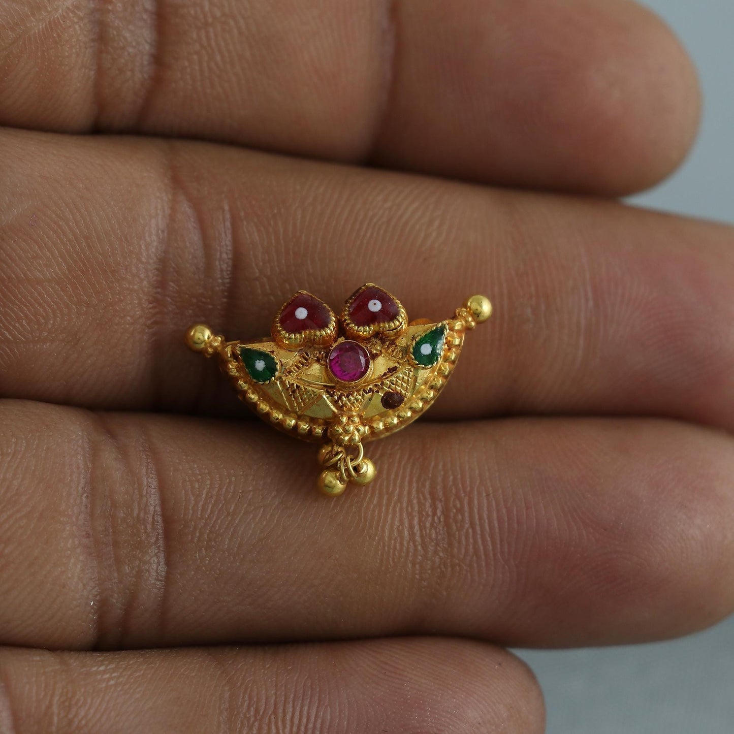 22k Gold Pendant Amulet Jewelry, Tabiz Style Traditional Indian Gold Jewelry, vintage antique design, K7078