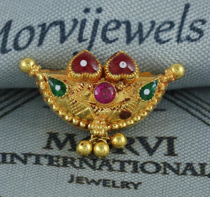 22k Gold Pendant Amulet Jewelry, Tabiz Style Traditional Indian Gold Jewelry, vintage antique design, K7078