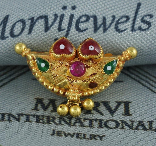 22k Gold Pendant Amulet Jewelry, Tabiz Style Traditional Indian Gold Jewelry, vintage antique design, K7078