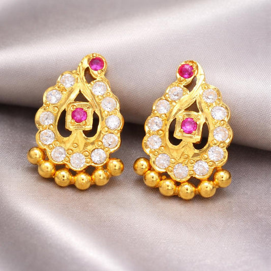 antique style 22k gold earrings handmade jewelry, K5297