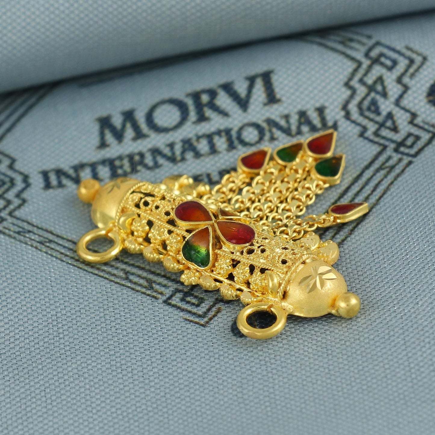 Real Yellow Gold Pendant Indian Handmade Jewelry, K6975