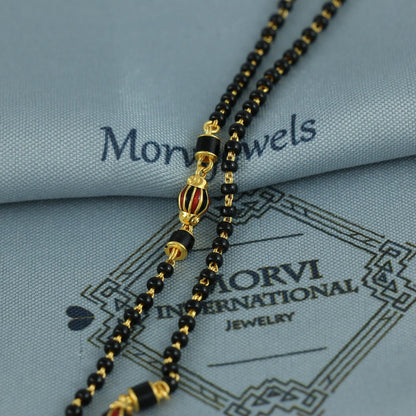 mangalsutra 22k 22k gold chain black beads chain necklace, K6977