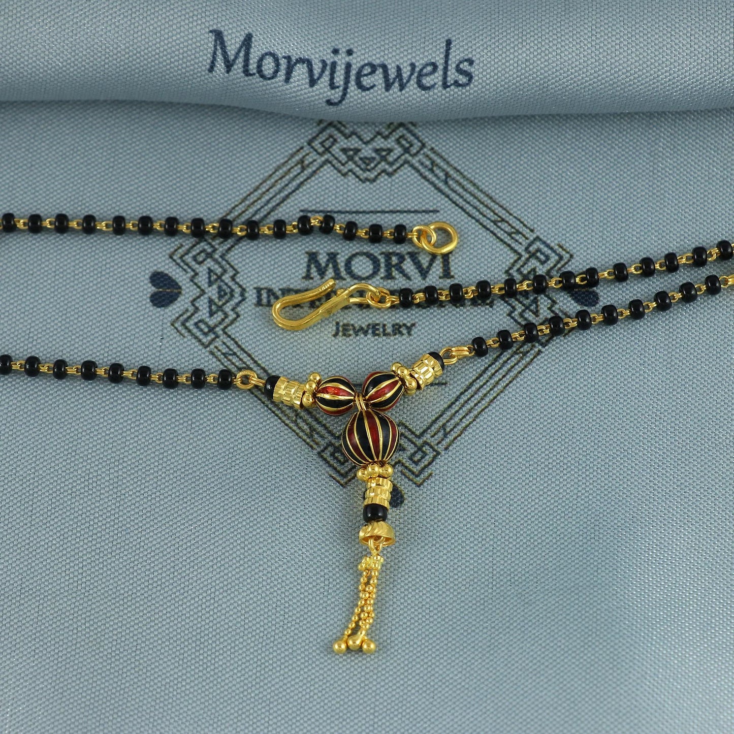 mangalsutra 22k 22k gold chain black beads chain necklace, K6977