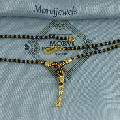 mangalsutra 22k 22k gold chain black beads chain necklace, K6977