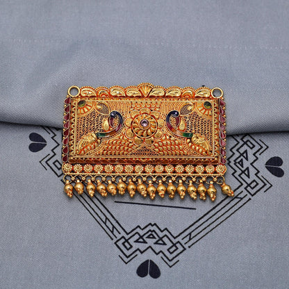 22k Yellow Gold Pendant Necklace Handmade Indian Mangalsutra Handmade Vintage Antique Design Jewelry, K6980