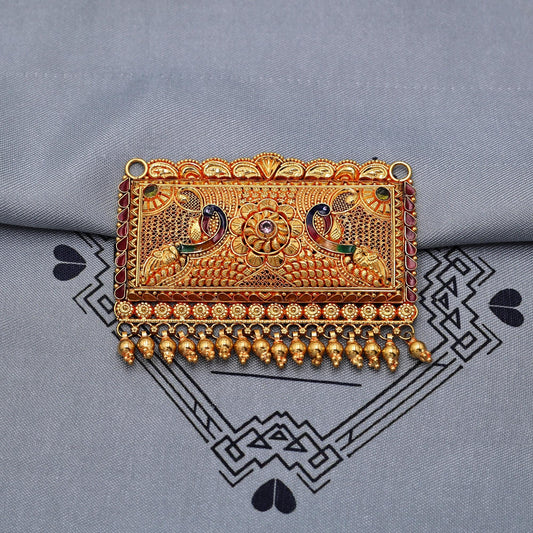 22k Yellow Gold Pendant Necklace Handmade Indian Mangalsutra Handmade Vintage Antique Design Jewelry, K6980