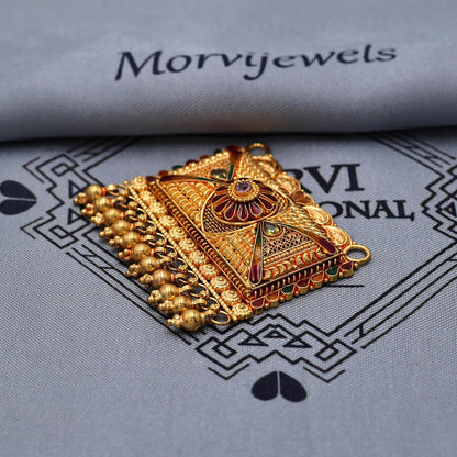 22k Yellow Gold Pendant Necklace Handmade Indian Mangalsutra Handmade Vintage Antique Design Jewelry, K6981