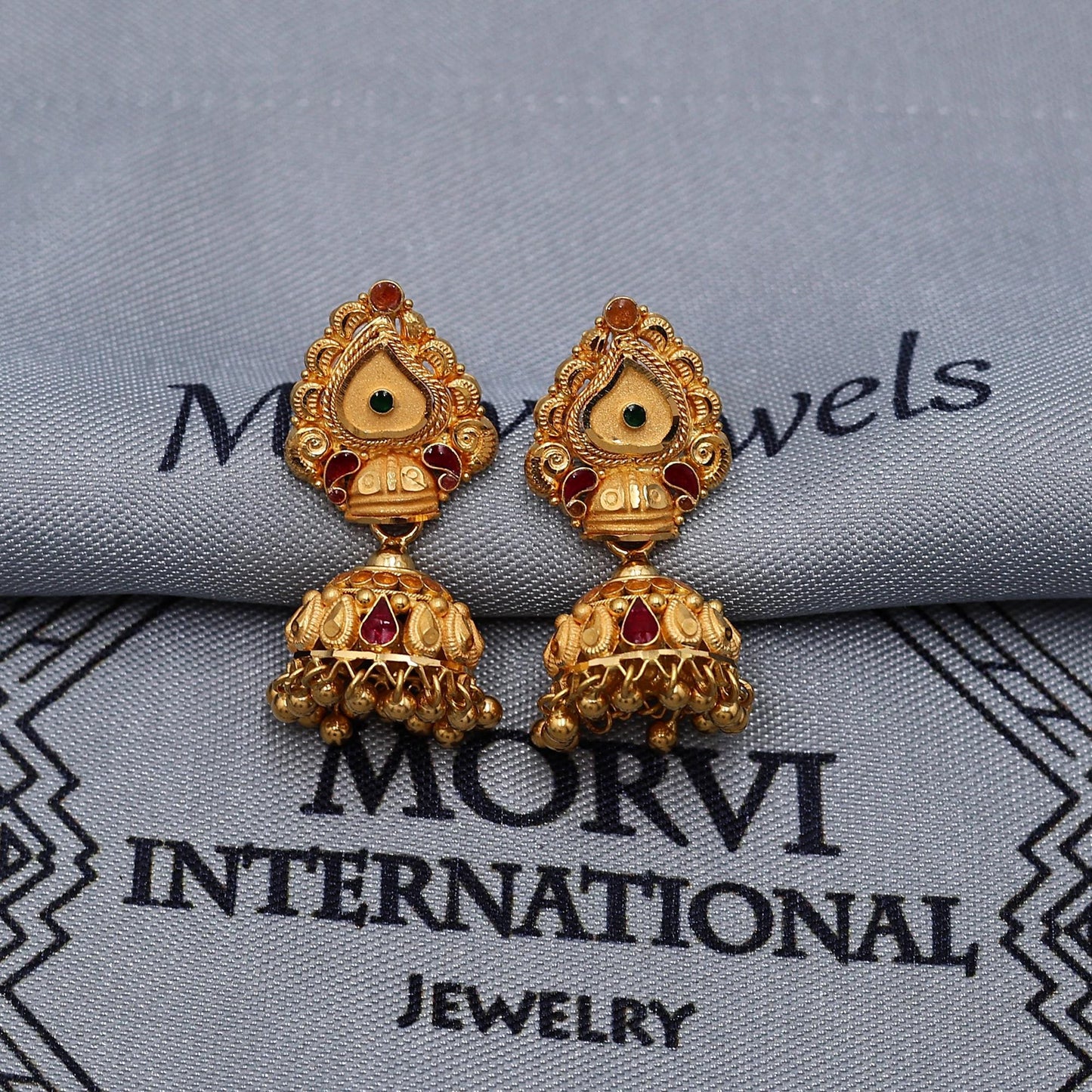 22k Gold Earrings Jhumki Jhumka indian wedding women jewelry, K6983