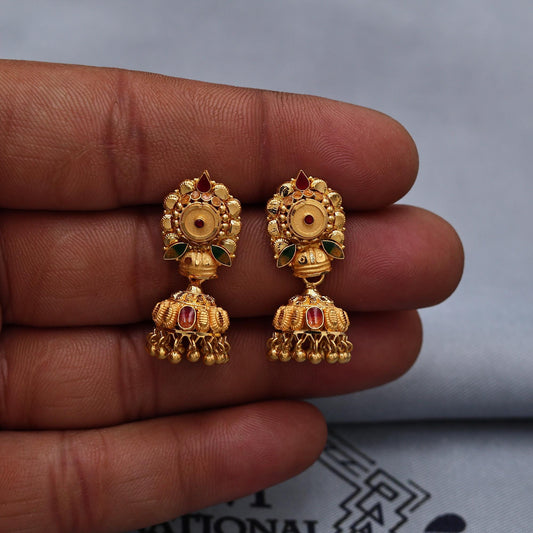 22k Gold Earrings Jhumki Jhumka indian wedding women jewelry, K6984