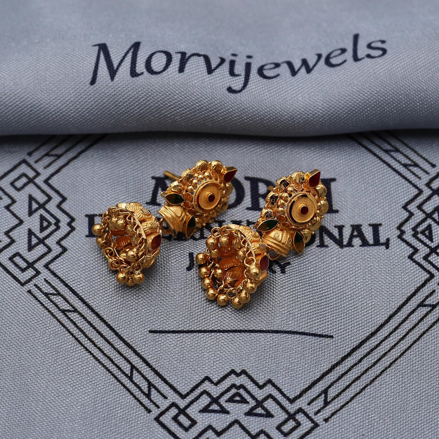 22k Gold Earrings Jhumki Jhumka indian wedding women jewelry, K6984