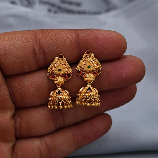 22k Gold Earrings Jhumki Jhumka indian wedding women jewelry, K6985