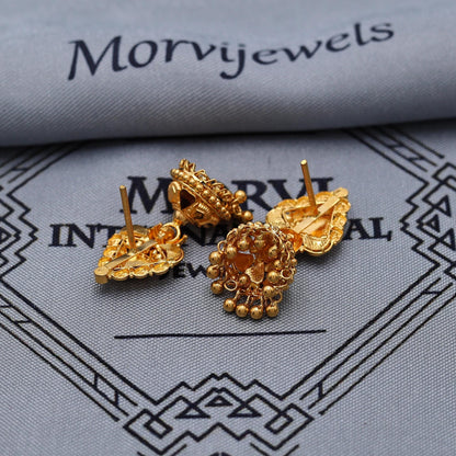 22k Gold Earrings Jhumki Jhumka indian wedding women jewelry, K6985