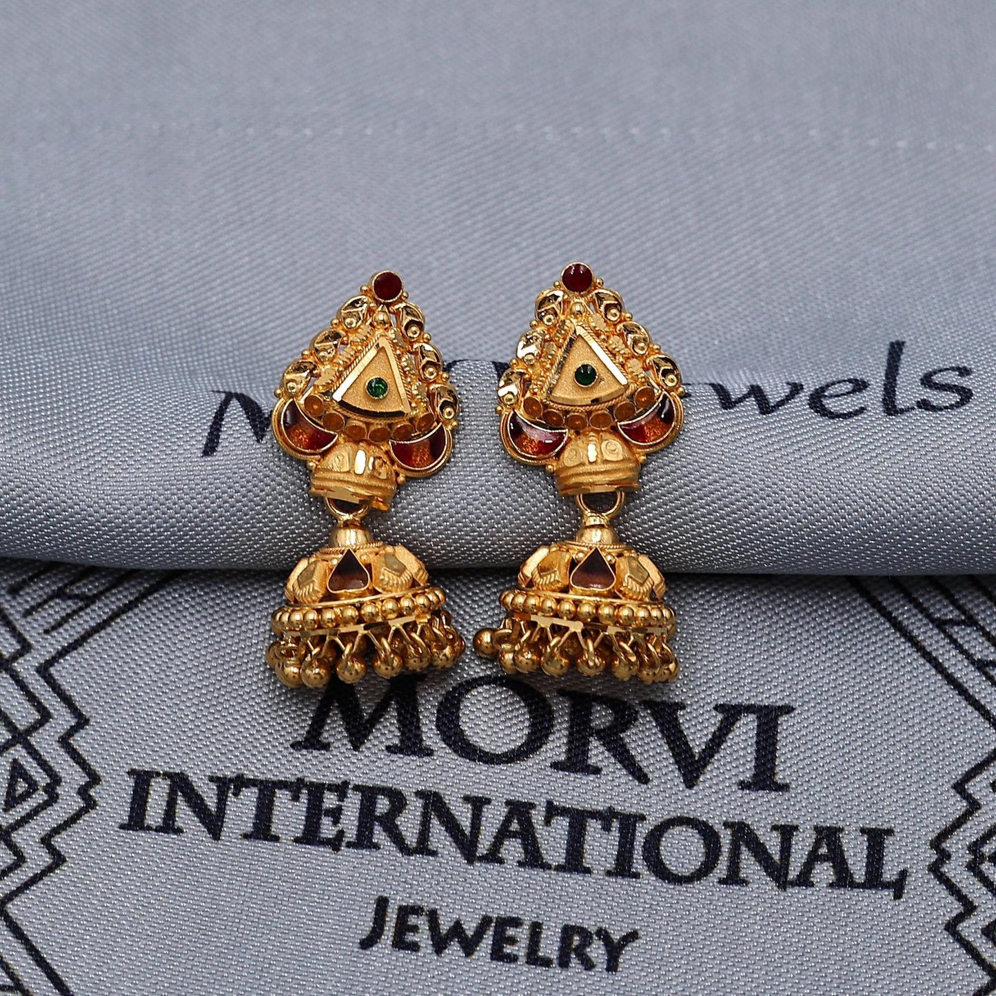22k Gold Earrings Jhumki Jhumka indian wedding women jewelry, K6985