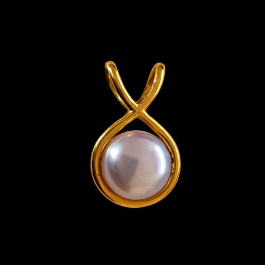 22k Gold Pearl Pendant Handmade Carfted Fine 22kt Gold Indian Jewelry