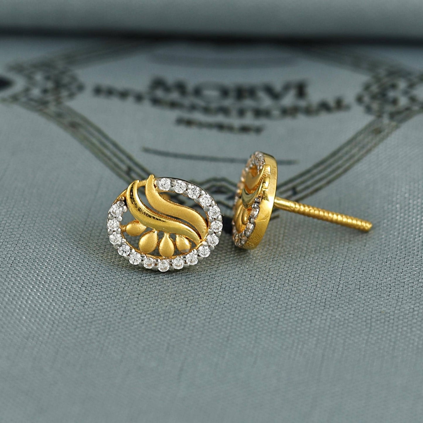 22k Gold Stud Earrings Dainty Indian Jewelry Exclusive Authentic BIS Hallmarked Stamped "22k916" Jewelry, K6986