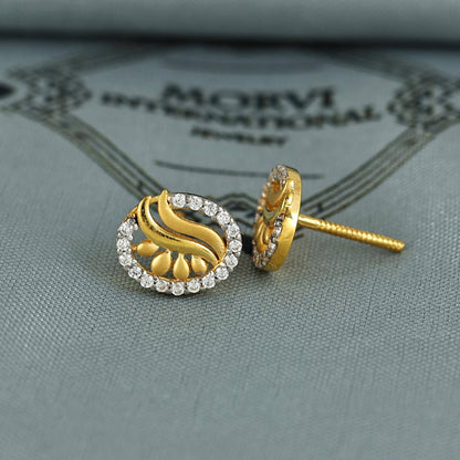 22k Gold Stud Earrings Dainty Indian Jewelry Exclusive Authentic BIS Hallmarked Stamped "22k916" Jewelry, K6986