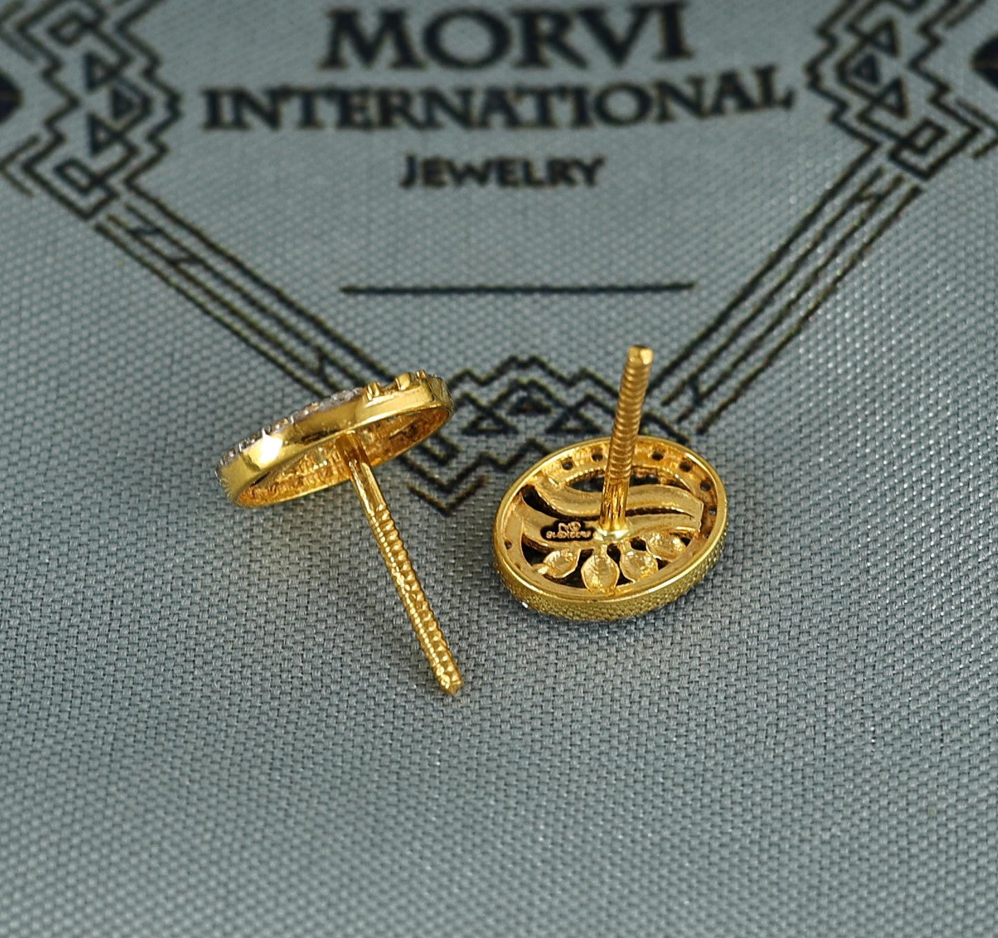 22k Gold Stud Earrings Dainty Indian Jewelry Exclusive Authentic BIS Hallmarked Stamped "22k916" Jewelry, K6986