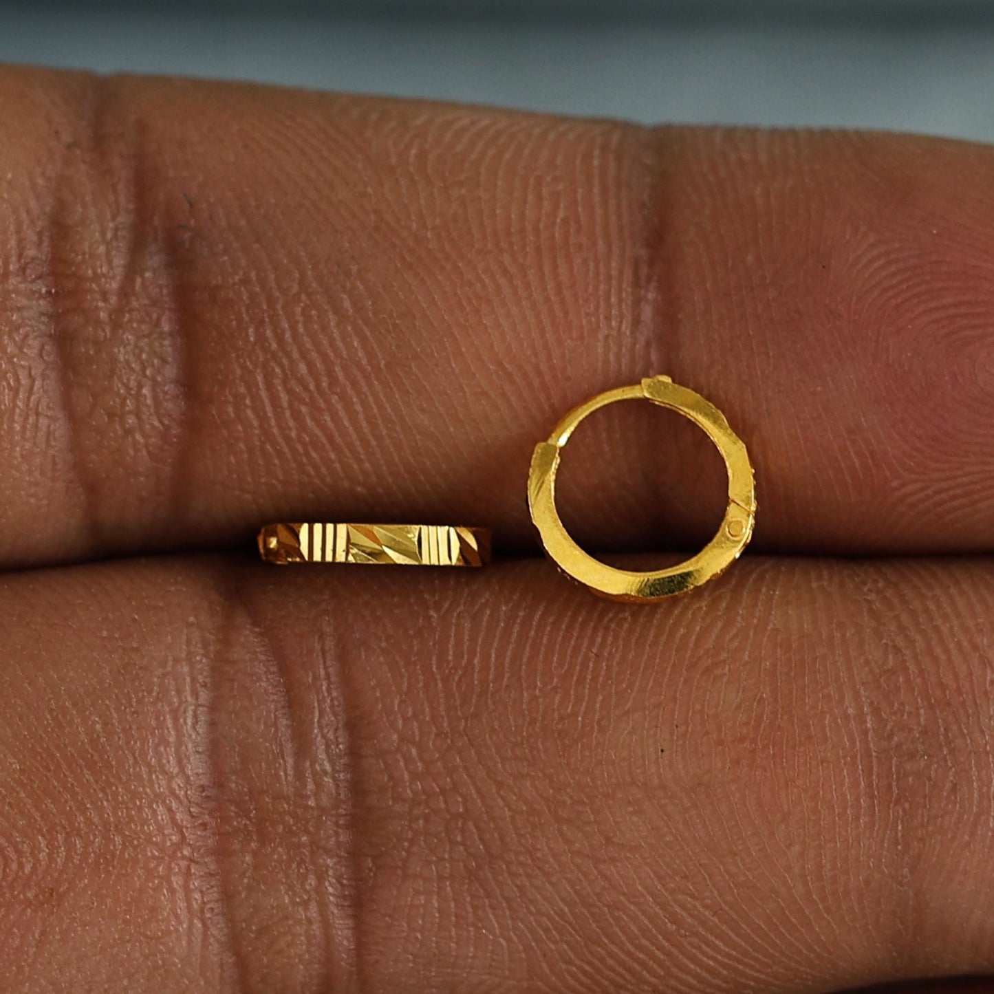 18k Gold Hoop Bali Earrings , Handmade Yellow gold earrings for women, Small Tiny Hoops, dainty indian gold earrings for teens, K6988
